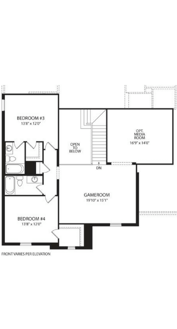 Drees Homes Tanner Floorplan second Level in Canyon Falls