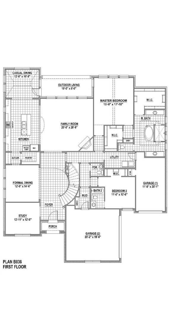 Belclaire Homes Plan B836 First Floor in Canyon Falls