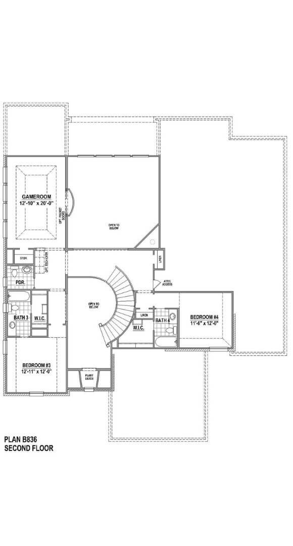 Belclaire Homes Plan B836 Second Floor in Canyon Falls