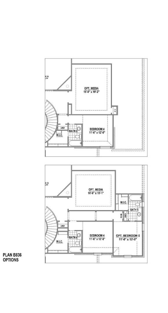 Belclaire Homes Plan B836 Second Floor Options in Canyon Falls