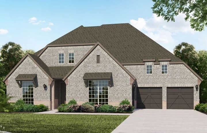 Belclaire Homes Plan B834 Elevation B with Stone in Canyon Falls