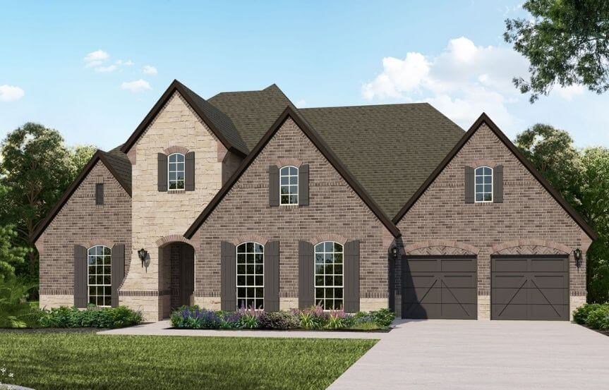 Belclaire Homes Plan B834 Elevation C with Stone in canyon Falls