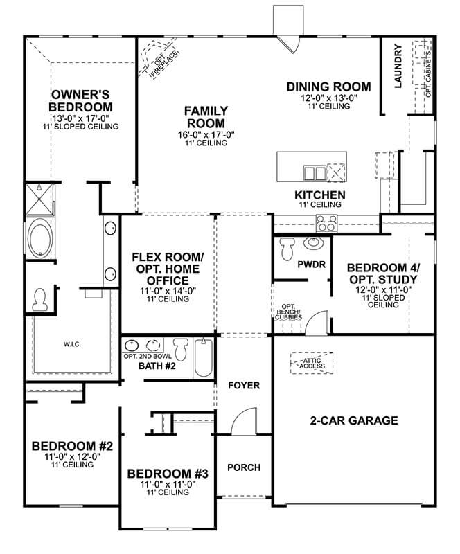 Sabine Floor Plan by MI Homes in Canyon Falls Northlake TX
