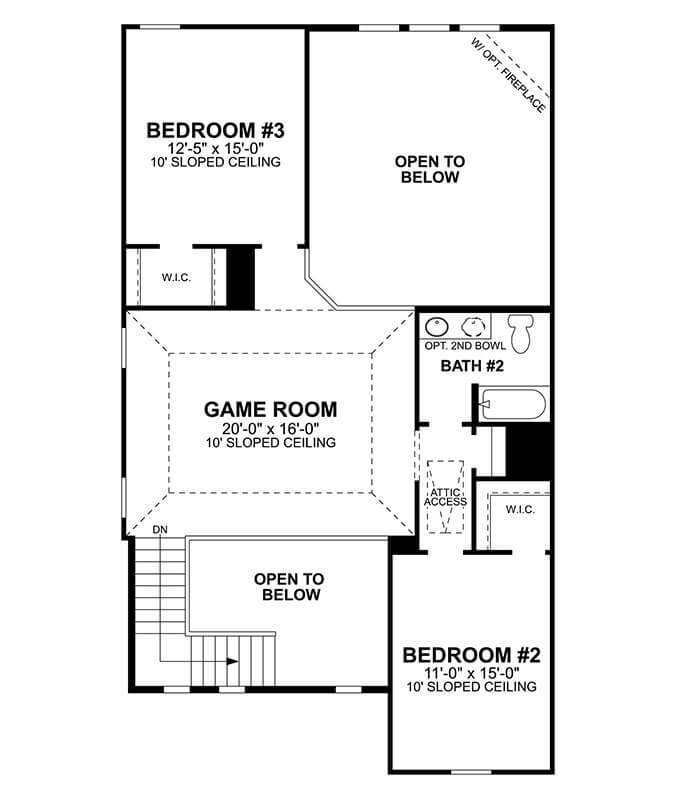 MI Homes Plan Zacate Floorplan Second Floor in Canyon Falls