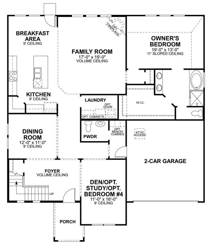 MI Homes Plan Zacate Floorplan First Floor in Canyon Falls