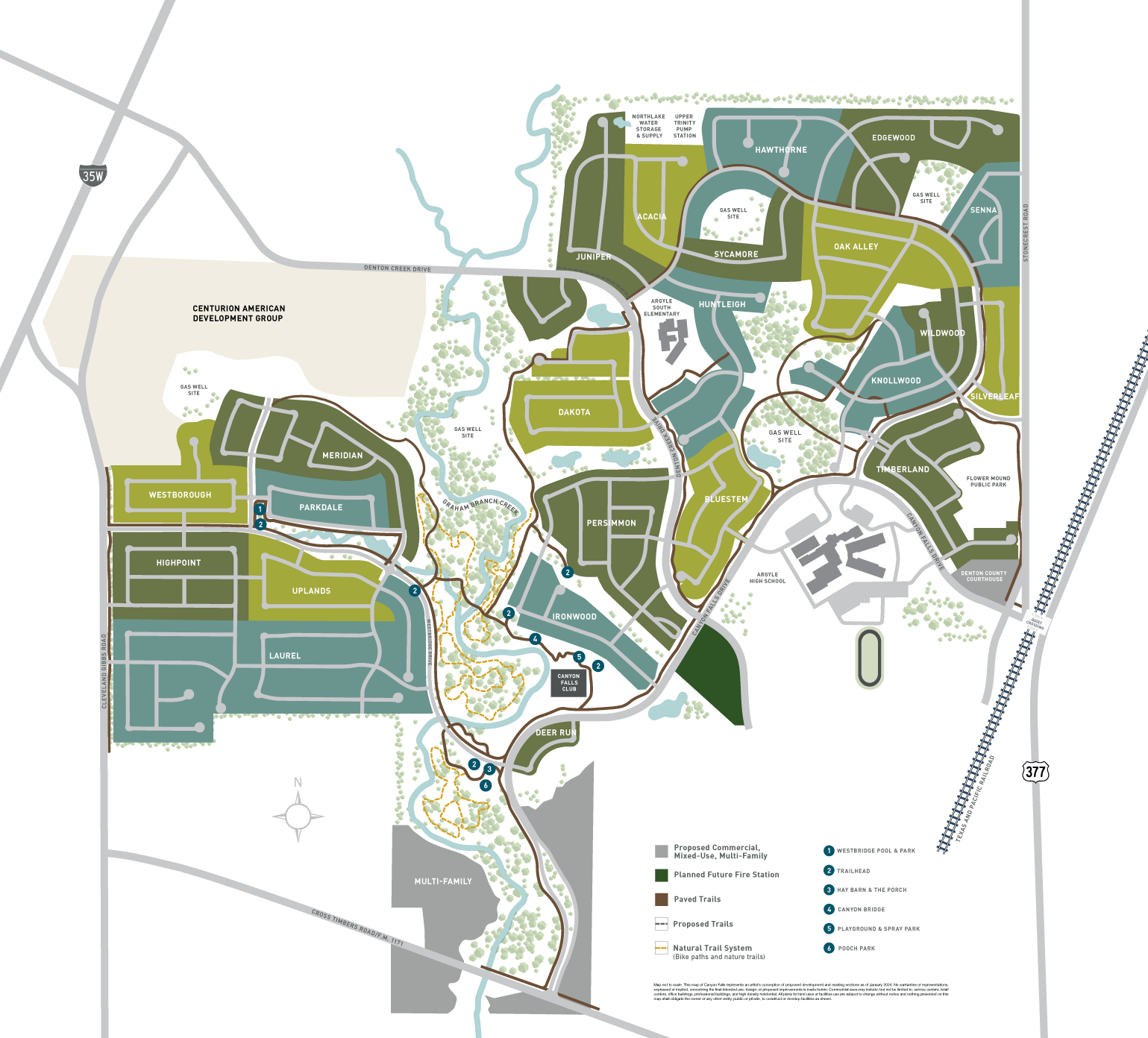 Canyon Falls community commercial map in Frisco, Texas