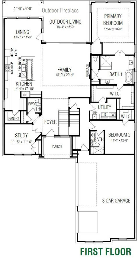 Chesmar Homes Danville Plan Floorplan 1 in TGF